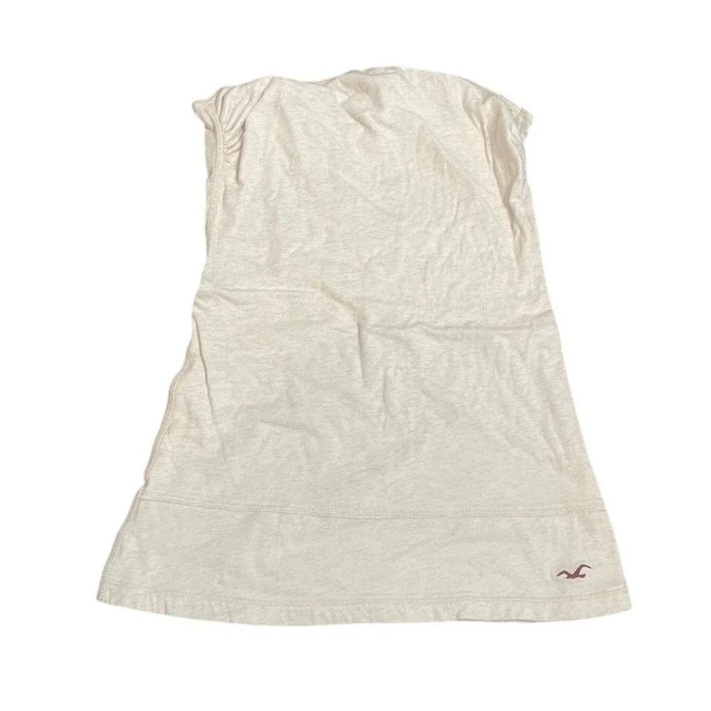 Hollister Womens Cream Heathered Strapless Tube Top Small Embroidered Logo‎
